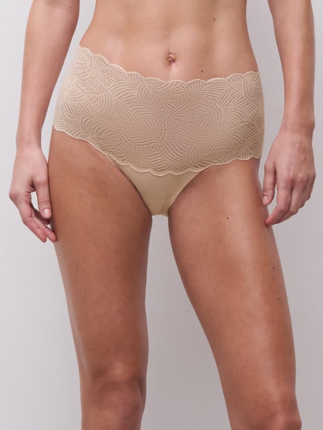 chantelle Culotte taille haute dentelle - Beige doré - SoftStretch