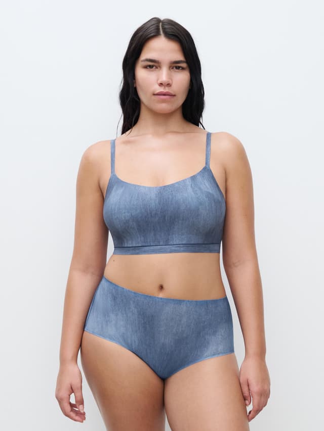 Chantelle Culotte Taille Haute - Imprimé Denim Bleu - SoftStretch