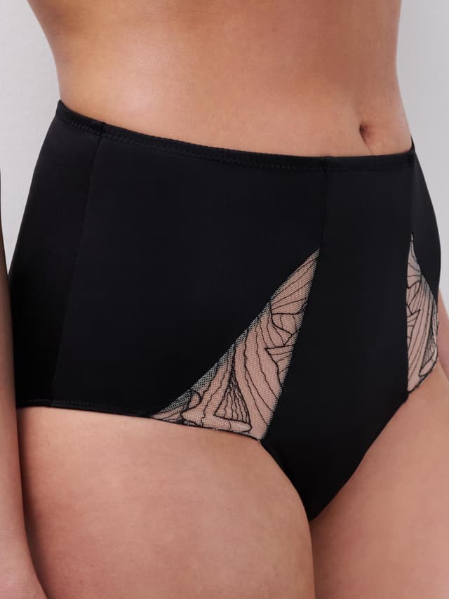 Chantelle Culotte Taille Haute - Noir / Beige Doré - Tattoo Love