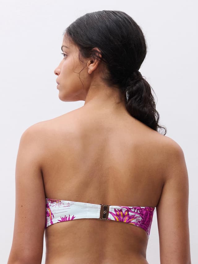 Chantelle Haut De Maillot De Bain Bandeau Coques Bretelles Amovibles - Jungle Blanche - Sauvage