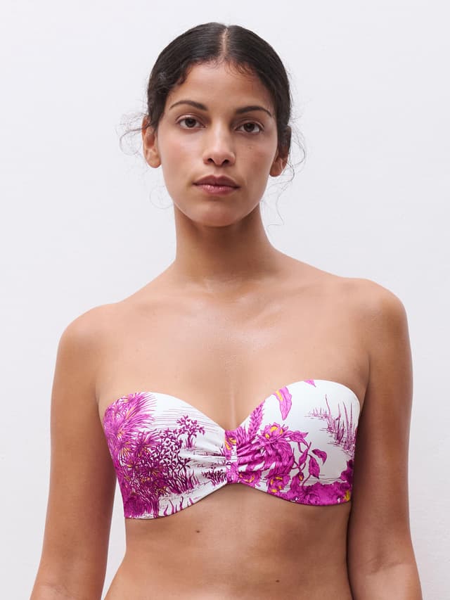 chantelle Haut de maillot de bain bandeau coques bretelles amovibles - Jungle blanche - Sauvage