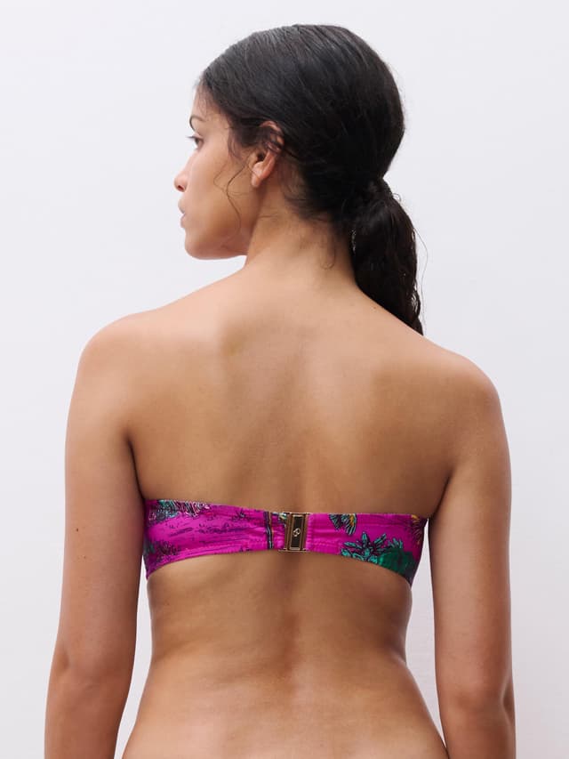 Chantelle Haut De Maillot De Bain Bandeau Coques Bretelles Amovibles - Jungle Rose - Sauvage