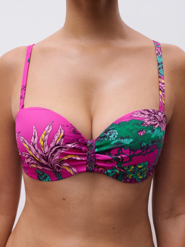 Chantelle Haut De Maillot De Bain Bandeau Coques Bretelles Amovibles - Jungle Rose - Sauvage