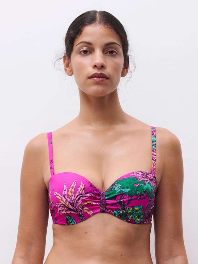Chantelle Haut De Maillot De Bain Bandeau Coques Bretelles Amovibles - Jungle Rose - Sauvage