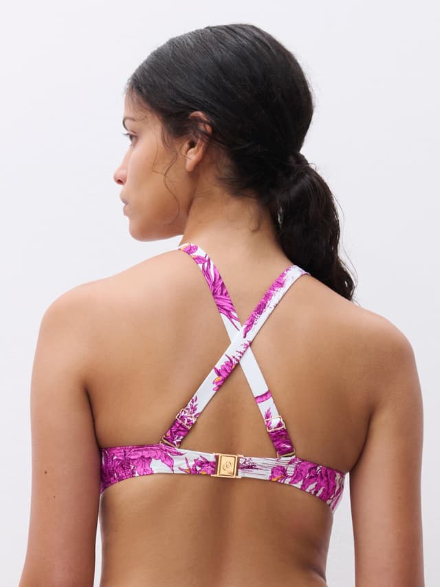 Chantelle Haut De Maillot De Bain Corbeille Mémoire De Forme Bretelles Multipositions - Jungle Blanche - Sauvage