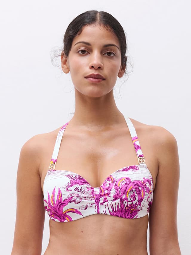 chantelle Haut de maillot de bain corbeille mémoire de forme bretelles multipositions - Jungle blanche - Sauvage