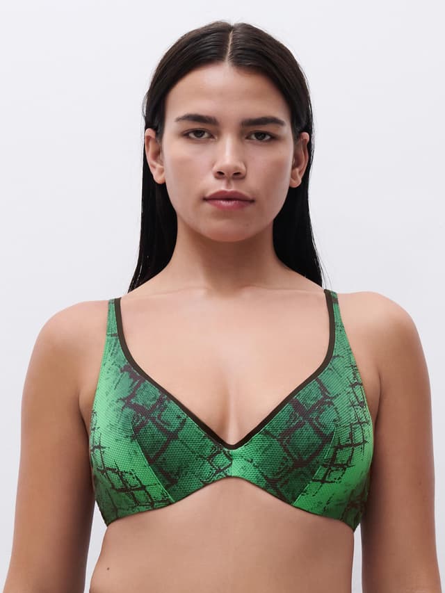 Chantelle Haut De Maillot De Bain Décolleté Plongeant - Python Vert - Totem