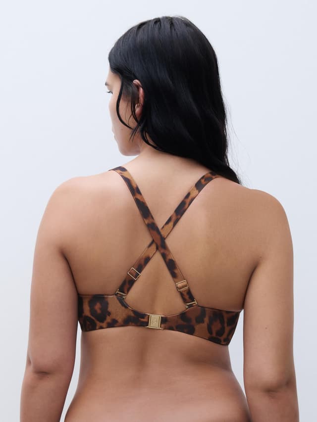Chantelle Haut De Maillot De Bain Mono-armature Plongeant Bretelles Multipositions - Léopard Sauvage - Sauvage