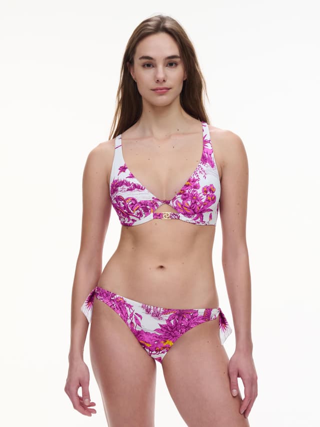 Chantelle Haut De Maillot De Bain Mono-armature Plongeant Bretelles Multipositions - Jungle Blanche - Sauvage