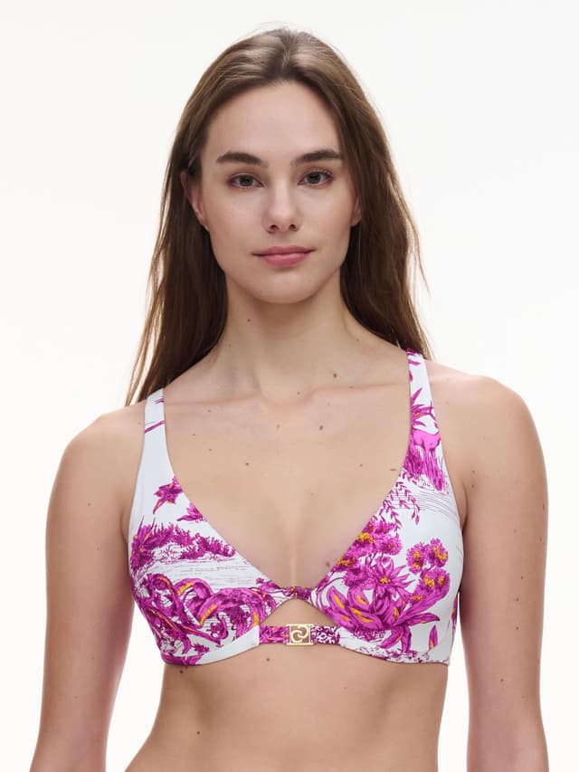 chantelle Haut de maillot de bain mono-armature plongeant bretelles multipositions - Jungle blanche - Sauvage