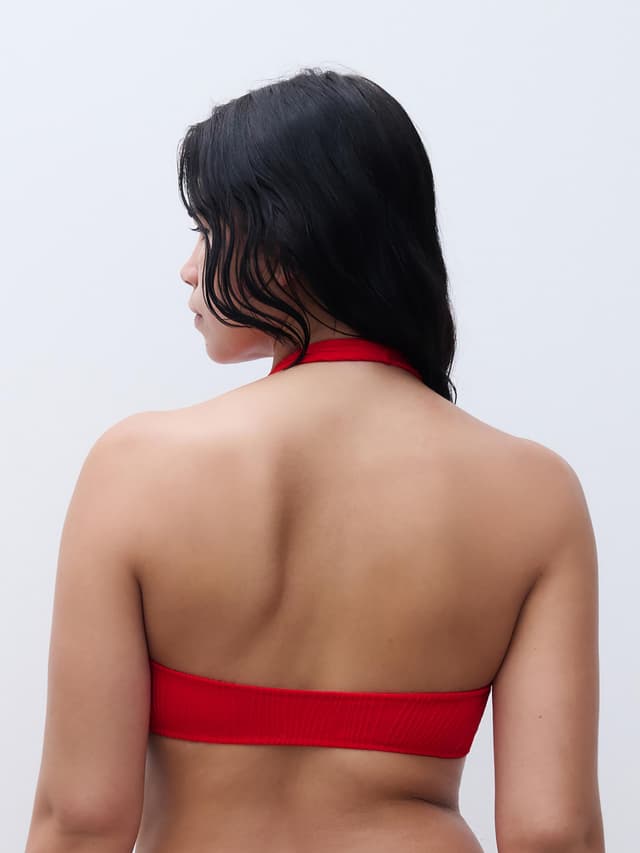 Chantelle Haut De Maillot De Bain Sans Armature Plongeant Coques Amovibles - Cerise - One Size