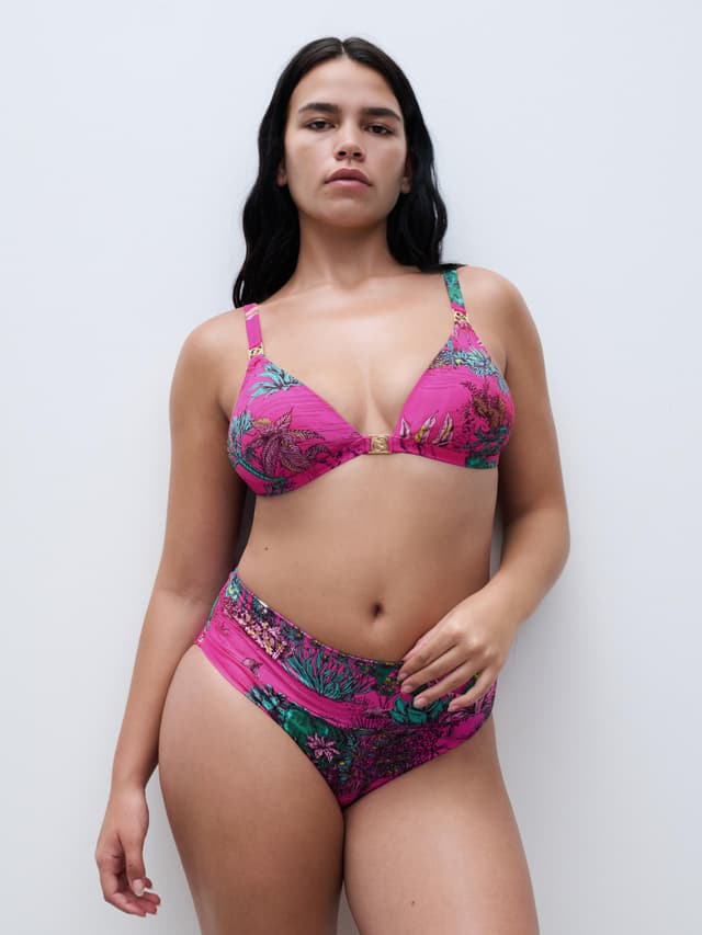 Chantelle Haut De Maillot De Bain Sans Armature Triangle Coques Spacer Amovibles - Jungle Rose - Sauvage