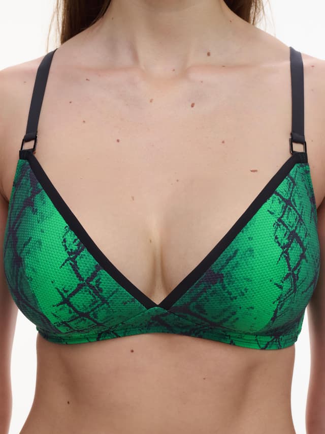 Chantelle Haut De Maillot De Bain Sans Armature Triangle Coques Spacer Bretelles Multipositions - Python Vert - Totem