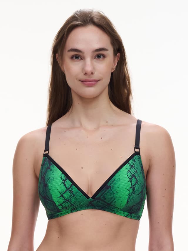 chantelle Haut de maillot de bain sans armature triangle coques spacer bretelles multipositions - Python vert - Totem
