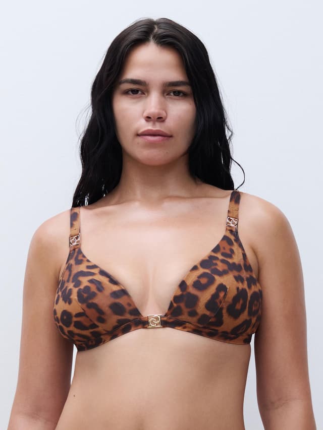 chantelle Haut de maillot de bain sans armature triangle coques spacer amovibles - Léopard sauvage - Sauvage