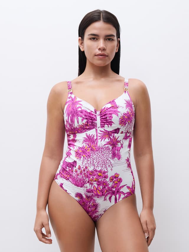 Chantelle Maillot De Bain 1 Pièce Emboîtant - Jungle Blanche - Sauvage