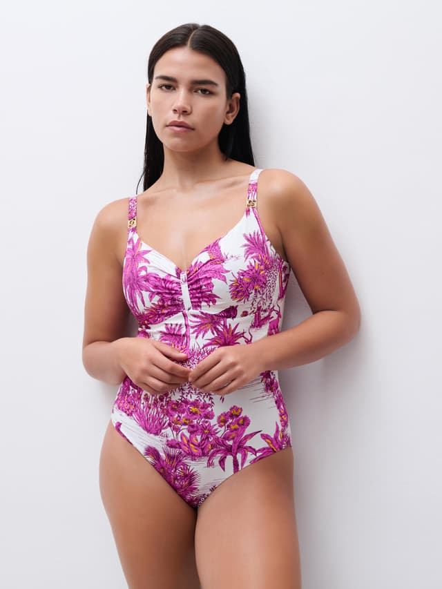 chantelle Maillot de bain 1 pièce emboîtant - Jungle blanche - Sauvage