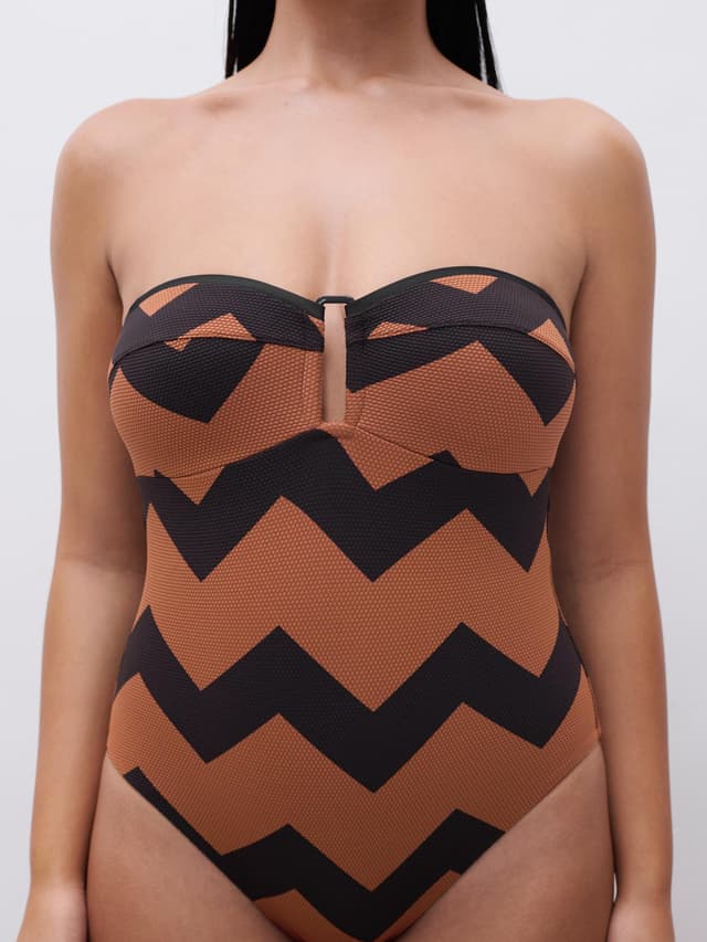 Chantelle Maillot De Bain 1 Pièce Sans Armature Bandeau Coque Spacer - Terre Hypnotique - Totem