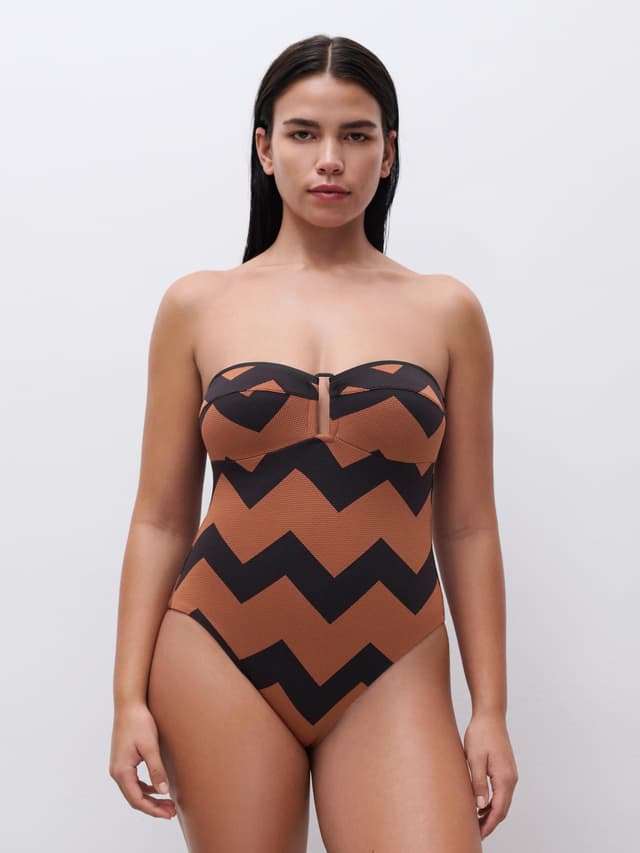 chantelle Maillot de bain 1 pièce sans armature bandeau coque spacer - Terre hypnotique - Totem