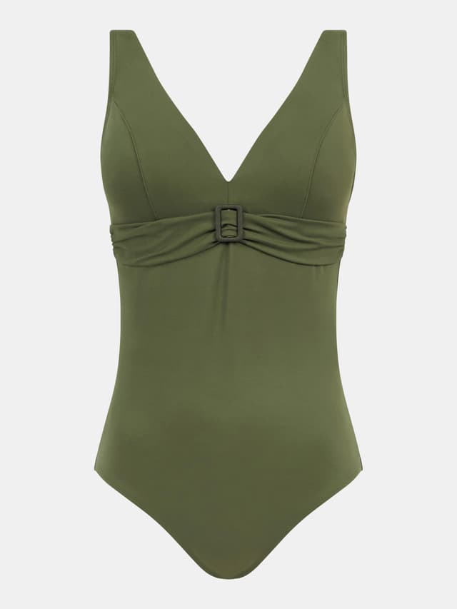 Chantelle Maillot De Bain 1 Pièce Sans Armature Plongeant - Kaki - Rivero