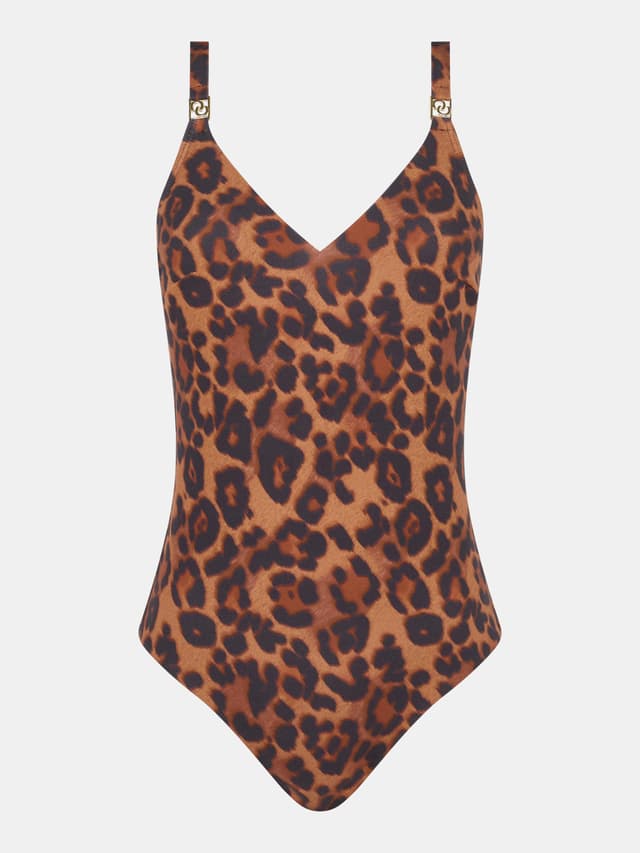 Chantelle Maillot De Bain 1 Pièce Sans Armature Triangle Coques Spacer - Léopard Sauvage - Sauvage