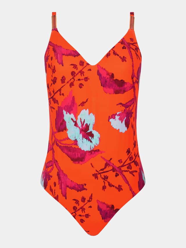 Chantelle Maillot De Bain 1 Pièce Sans Armature Triangle Coques Spacer - Painted Flowers - Icon