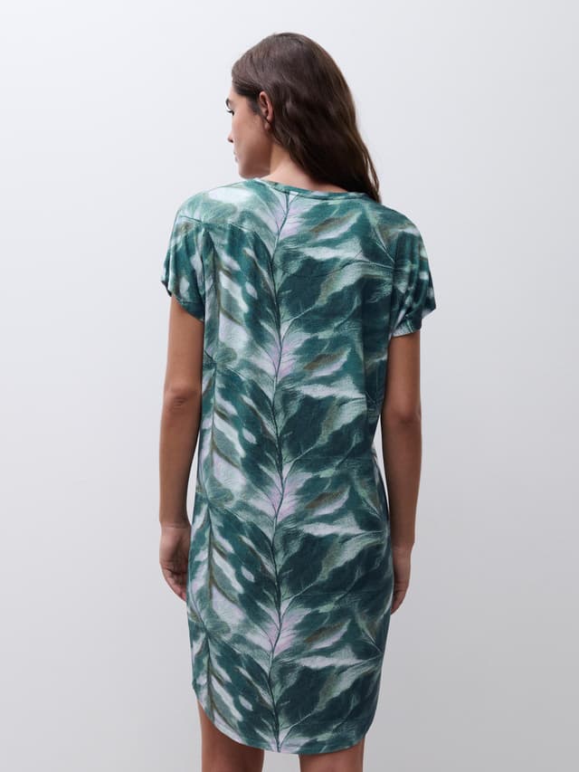 Chantelle Maxi T-shirt Manches Courtes - Imprimé Feuilles Dégradées - Yara