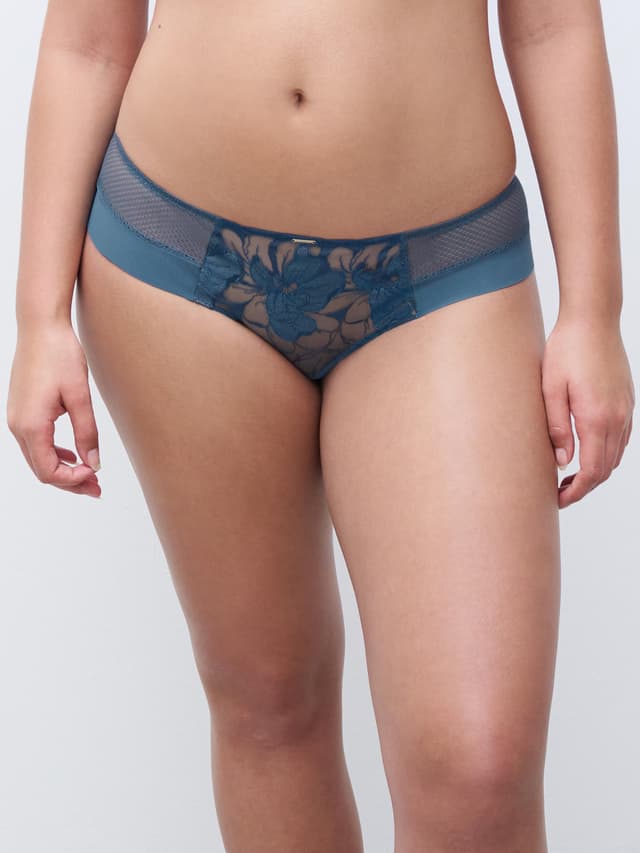 chantelle Shorty dégagé - Bleu jeans denim - Fleurs Signature