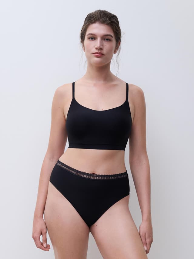 Chantelle Slip Taille Haute échancrée - Noir - Cozy Chic