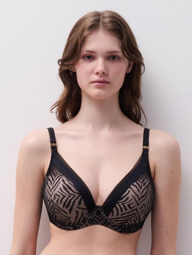 chantelle Soutien-gorge coques plongeant - Noir - Graphic Allure