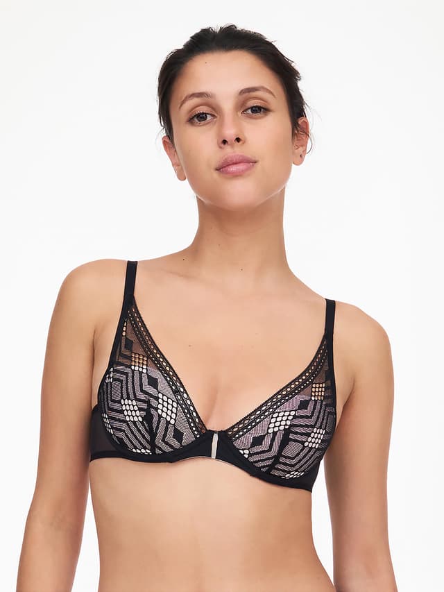 chantelle Soutien-gorge coques plongeant - Noir - Ondine