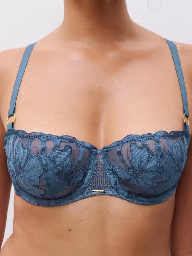 Chantelle Soutien-gorge Corbeille - Bleu Jeans Denim - Fleurs Signature