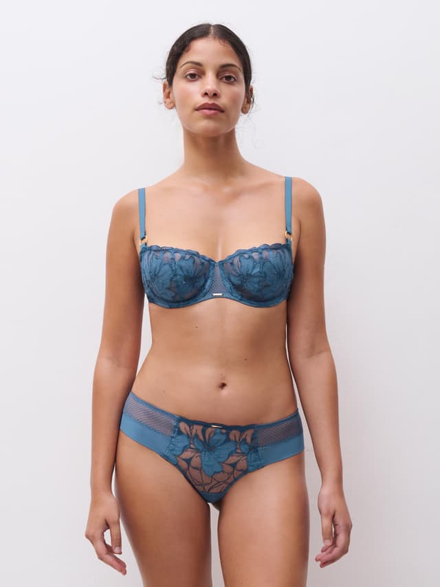 Chantelle Soutien-gorge Corbeille - Bleu Jeans Denim - Fleurs Signature