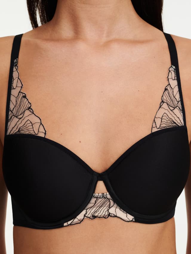 Chantelle Soutien-gorge Corbeille Mémoire De Forme - Noir / Beige Doré - Tattoo Love