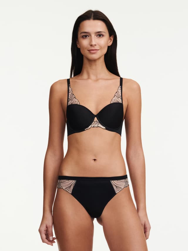 Chantelle Soutien-gorge Corbeille Mémoire De Forme - Noir / Beige Doré - Tattoo Love