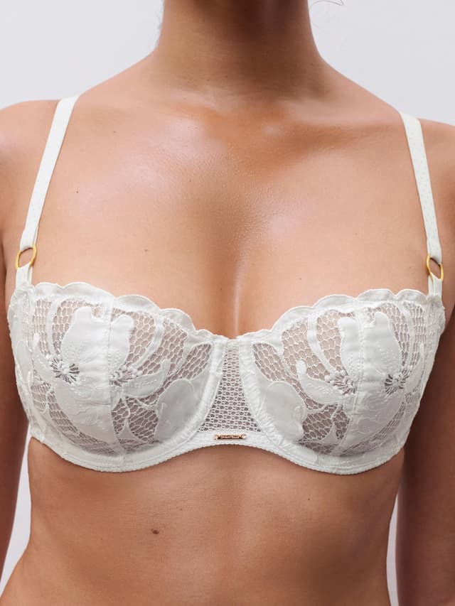 Chantelle Soutien-gorge Corbeille - Milk Satin - Fleurs Signature