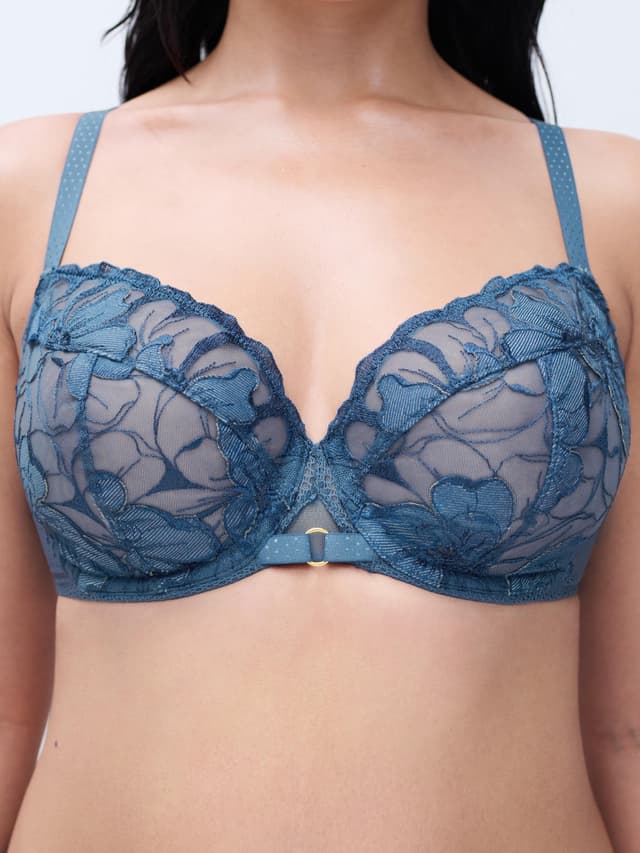 Chantelle Soutien-gorge Emboîtant - Bleu Jeans Denim - Fleurs Signature