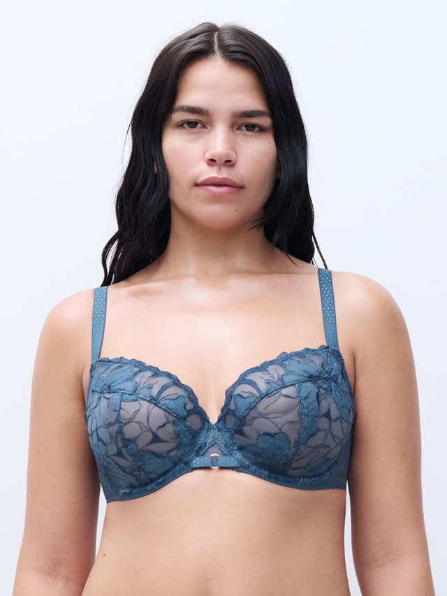 chantelle Soutien-gorge emboîtant - Bleu jeans denim - Fleurs Signature