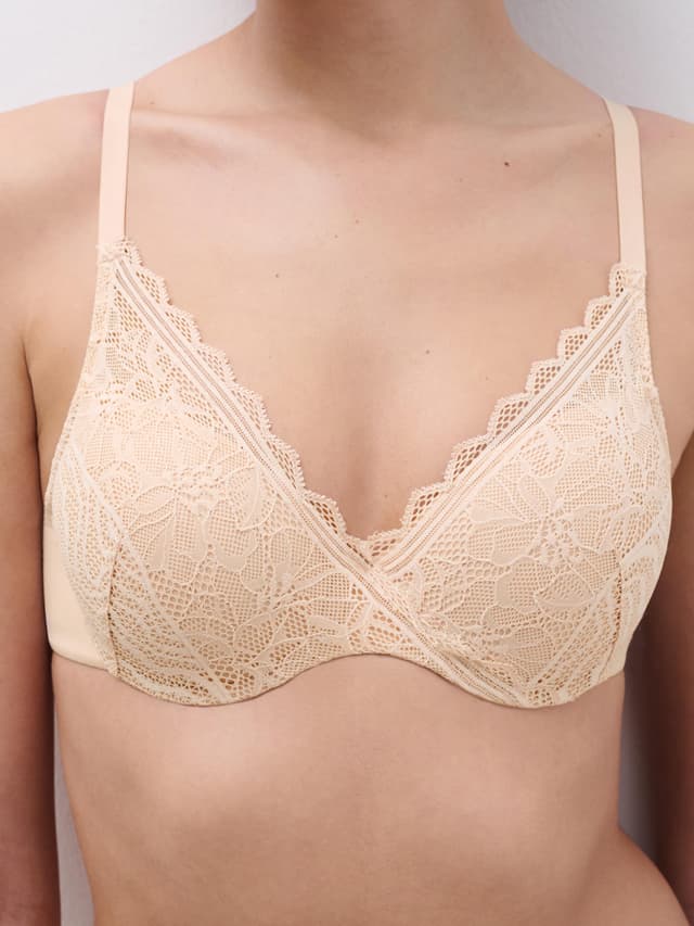 Chantelle Soutien-gorge Mémoire De Forme Emboîtant - Beige Doré - Floral Touch