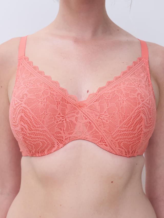 Chantelle Soutien-gorge Mémoire De Forme Emboîtant - Corail - Floral Touch