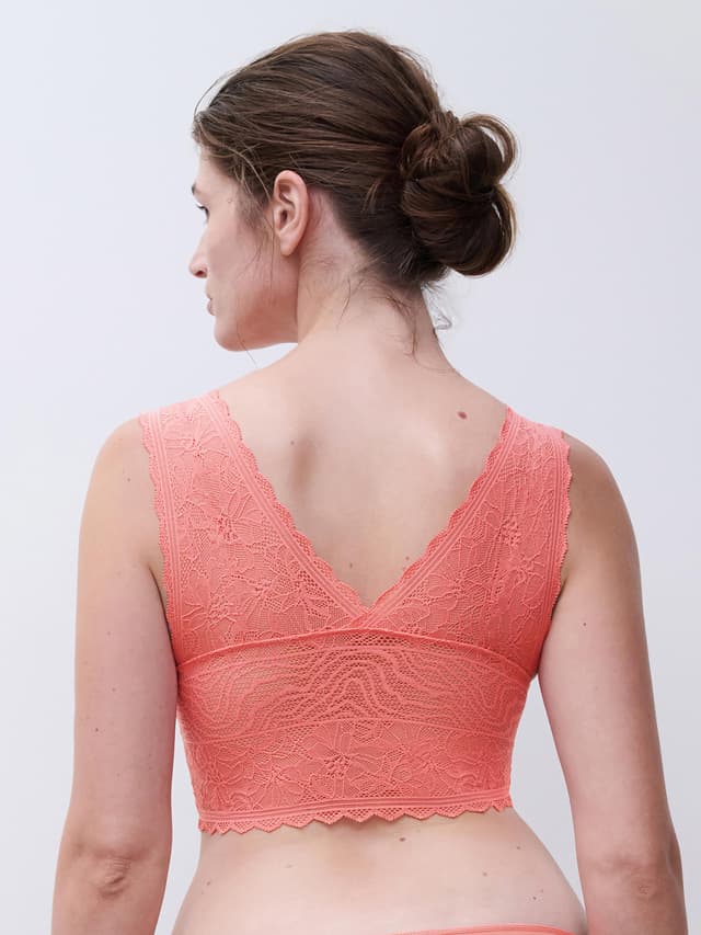 Chantelle Soutien-gorge Sans Armature Mousse - Corail - Floral Touch