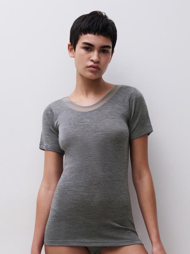 chantelle T-shirt manches courtes - Gris chiné - Juliana