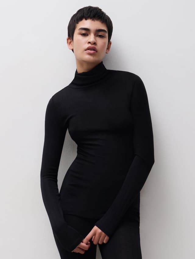 chantelle T-shirt manches longues col roulé - Noir - Thermo Comfort