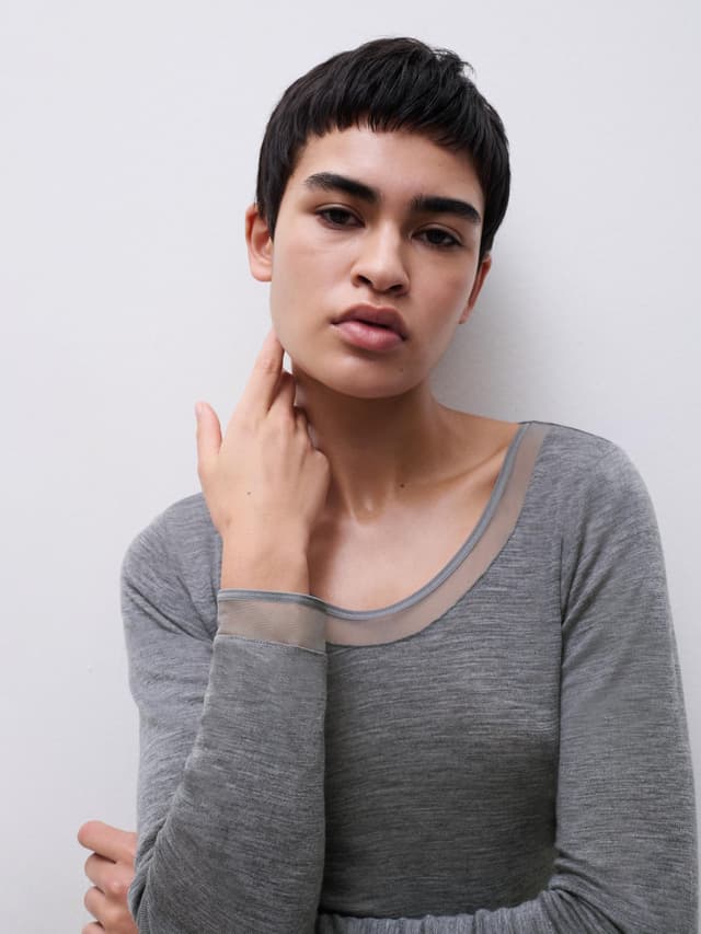 Chantelle T-shirt Manches Longues - Gris Chiné - Juliana