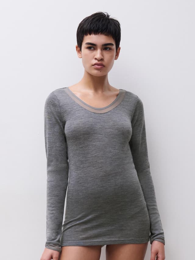 chantelle T-shirt manches longues - Gris chiné - Juliana