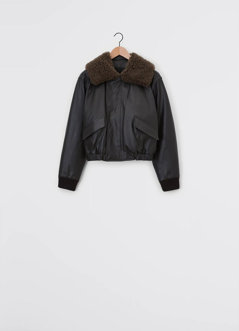 Christophe Lemaire BLOUSON EN CUIR À COL SHEARLING