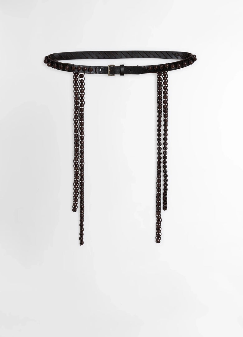Christophe Lemaire CEINTURE EN CUIR À PERLES 20
