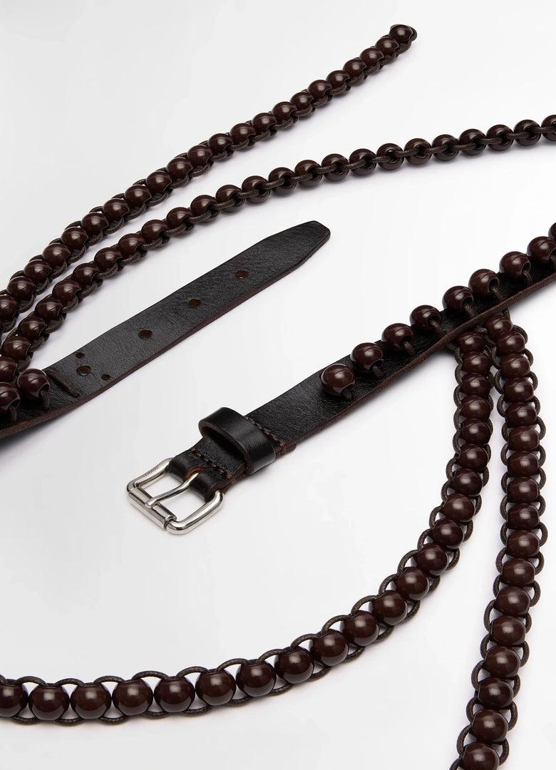 Christophe Lemaire CEINTURE EN CUIR À PERLES 20