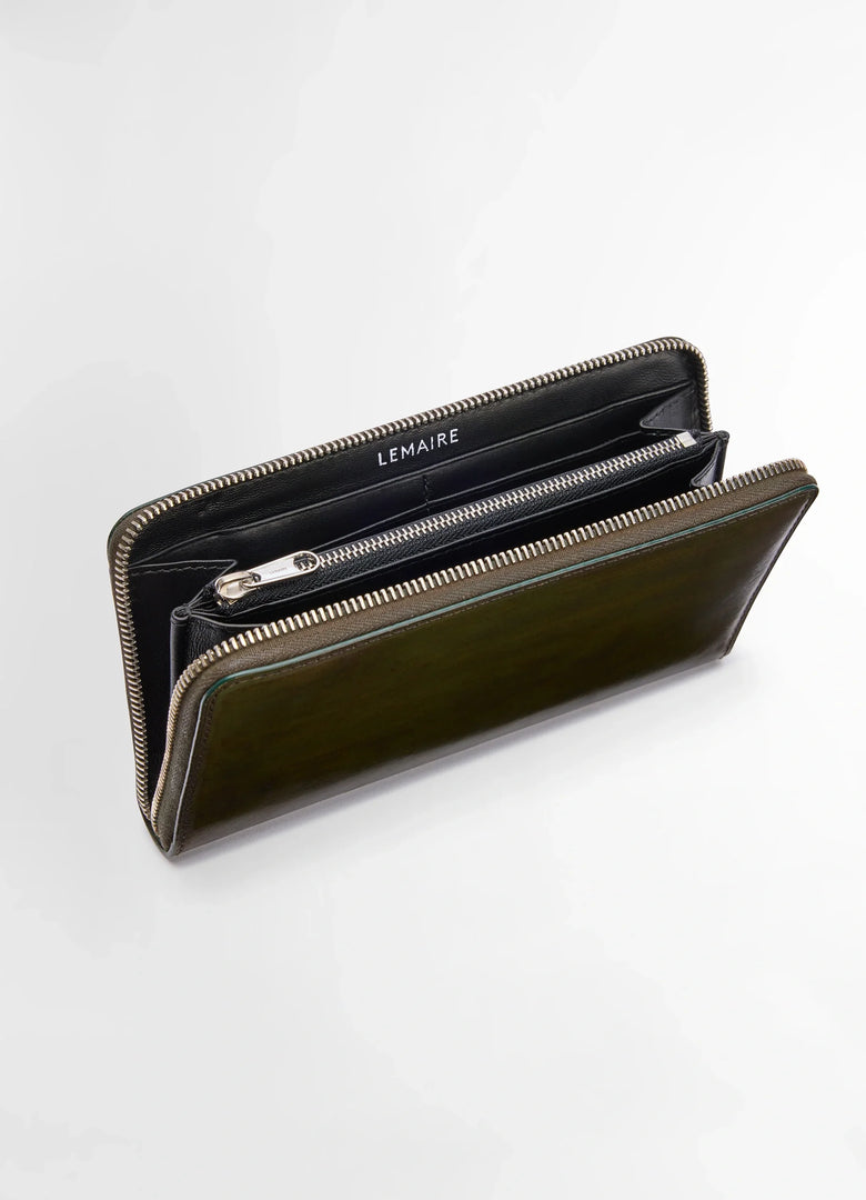 Christophe Lemaire PORTEFEUILLE CONTINENTAL ZIP PATINA