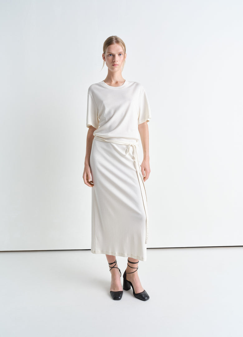 christophe lemaire ROBE T-SHIRT CÔTELÉE ET CEINTURÉE